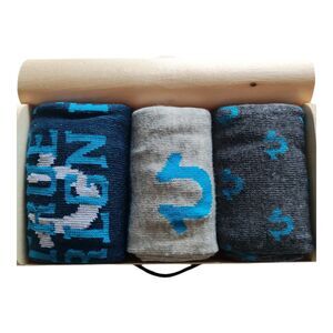 True Religion Brand Jeans Men 3 Pk Crew Socks Shoe Size 8-12.5 Gray & Blue